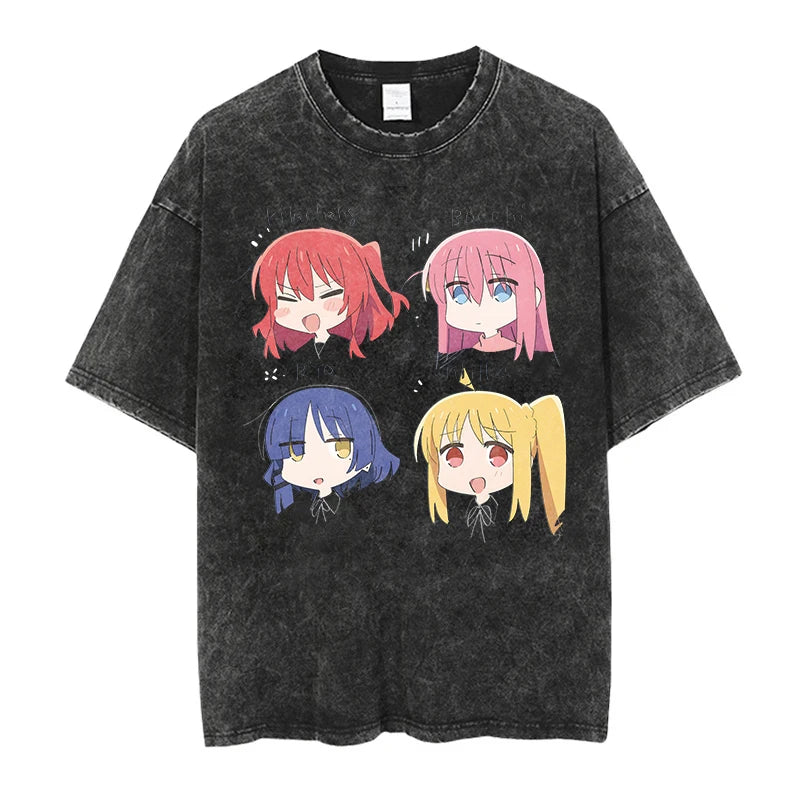 Camiseta Oversized Bocchi Club | Anime Bocchi The Rock Hombre | Algodón Estampada Creativa