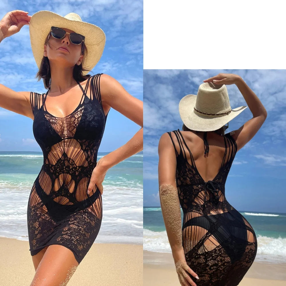 Vestido Mini Mujer 2025 | Lencería Sexy de Malla Transparente y Hollow Out