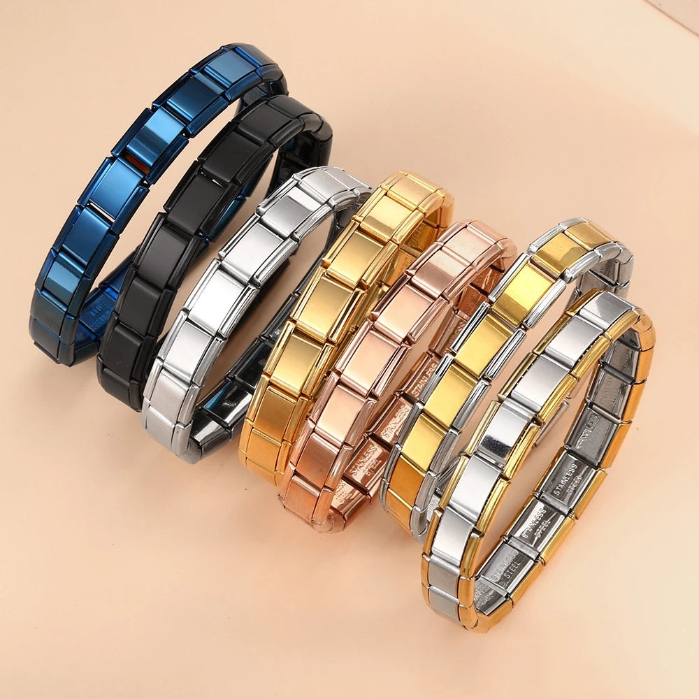 RAKOL Cadena Italiana Clásica de Acero Inoxidable – Colgante y Enlace 9mm para Pulsera DIY Hombre y Mujer