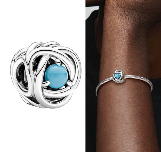 Charm Corazón con Piedras de Nacimiento en Plata 925 – Abalorios Eternity para Pulseras Originales Mujer