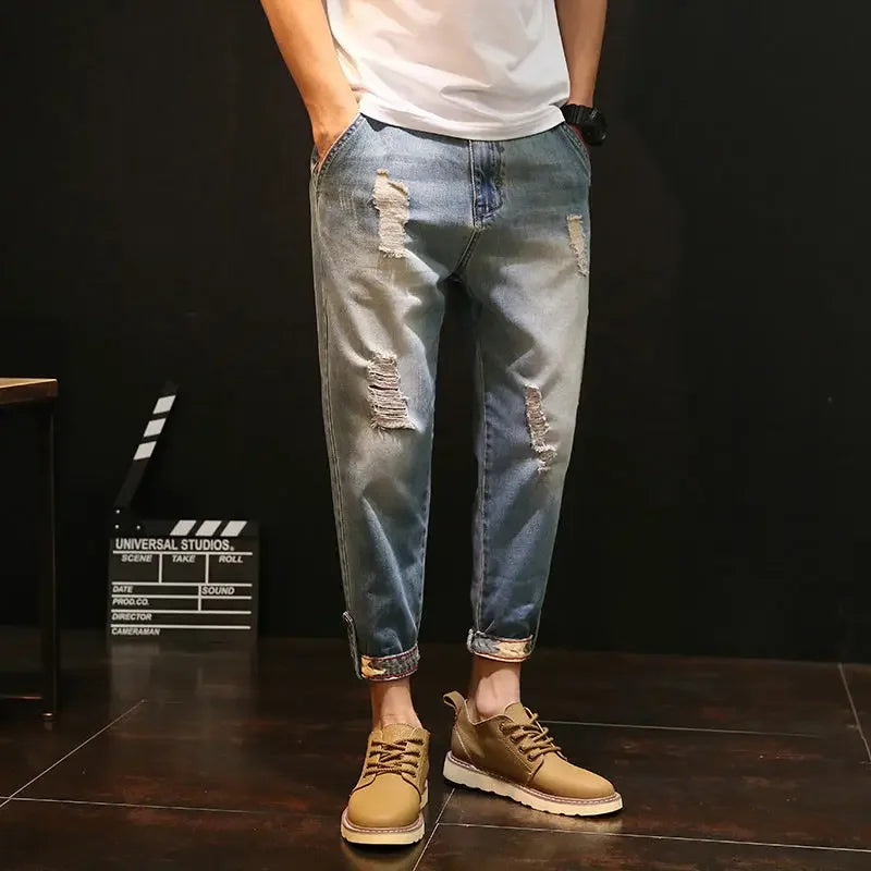 Jeans Oversize Hombre Harem | Pantalón Vaquero Estilo Coreano Y2K 2000s Algodón Premium 2025