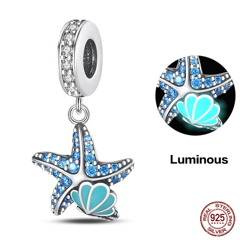 Charm Serie Océano en Plata 925 – Abalorios Tortuga, Cangrejo y Sirena para Pulsera Original Mujer