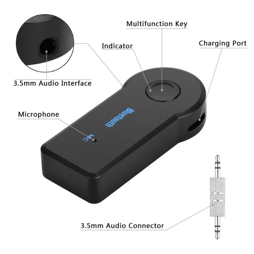 XIKCU Bluetooth Receiver 5.0 – Adaptador Inalámbrico 3.5mm AUX para Carro, Parlantes y Amplificadores