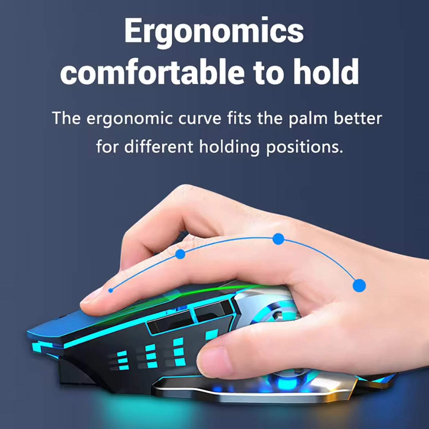 Ratón Inalámbrico Recargable Bluetooth + 2.4G con Retroiluminación – Mouse Gaming para PC, MacBook, Laptop, Tablet y Smartphone
