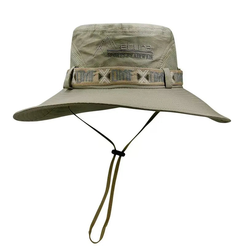 Sombrero de Verano para Hombre | Bucket Hat Outdoor con Protección UV, Ala Ancha, Estilo Safari y Pesca