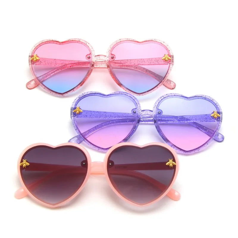 Gafas de Sol Corazón para Niños | Retro Rosa UV400 Lentes de Dibujos Animados