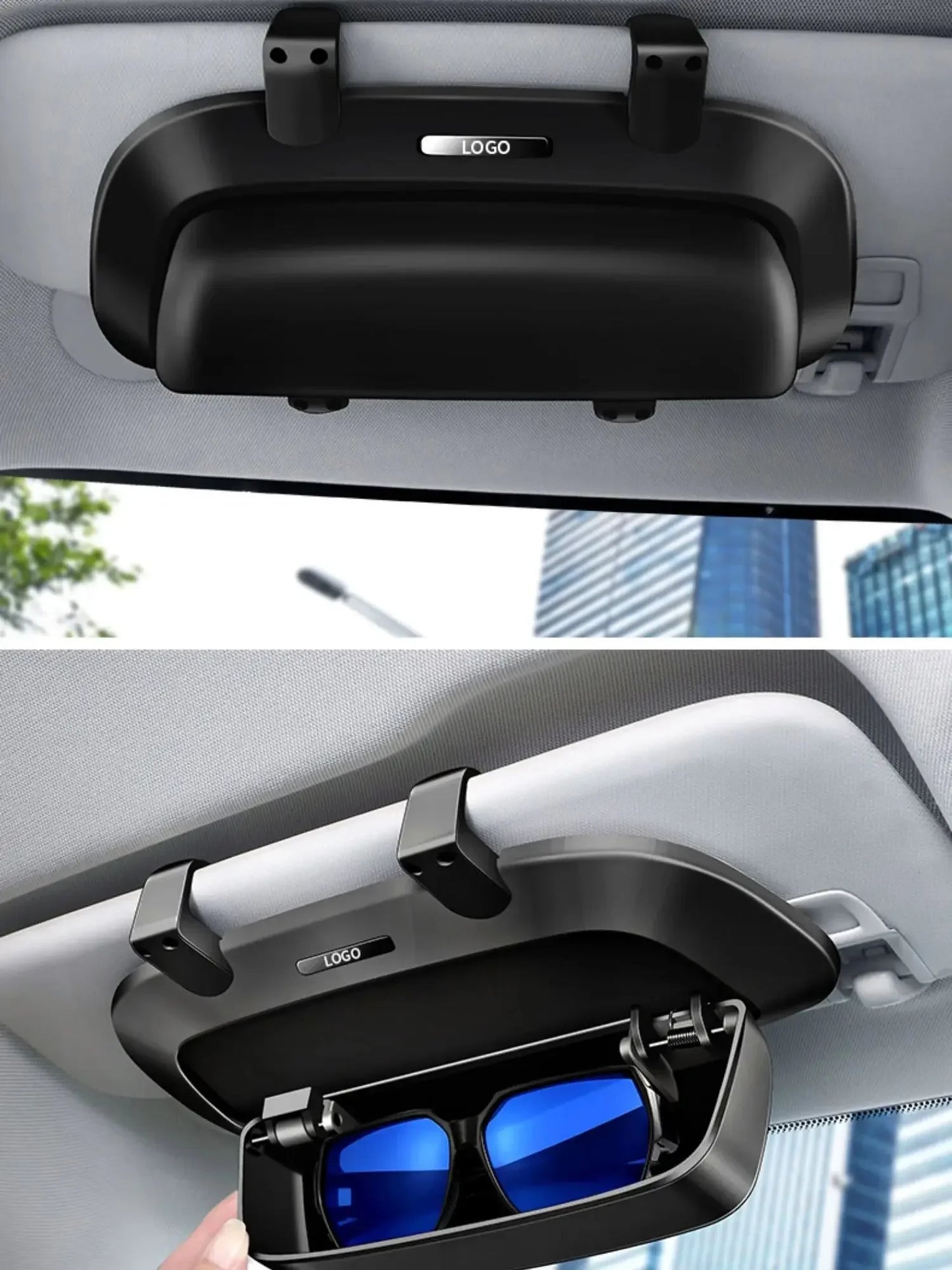 Estuche para gafas de coche | Clip de visera multifuncional porta gafas y caja de almacenamiento
