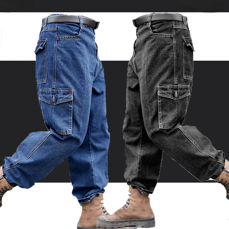 Pantalones Overol Hombre Trabajo | Workwear Denim Algodón Grueso Resistente con Bolsillos Múltiples