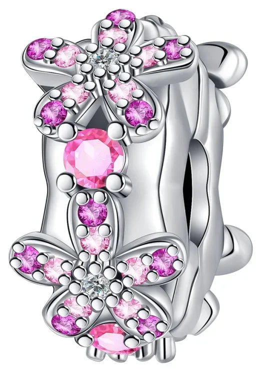 Charm Plata 925 Colgante Rosa Mariposa Corazón Flor Pájaro | Dije Para Pulsera Pandora Compatible