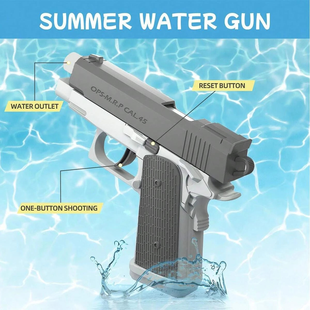 M1911 Pistola de Agua para Niños y Adultos | Juguete de Verano para Playa, Piscina y Juegos al Aire Libre