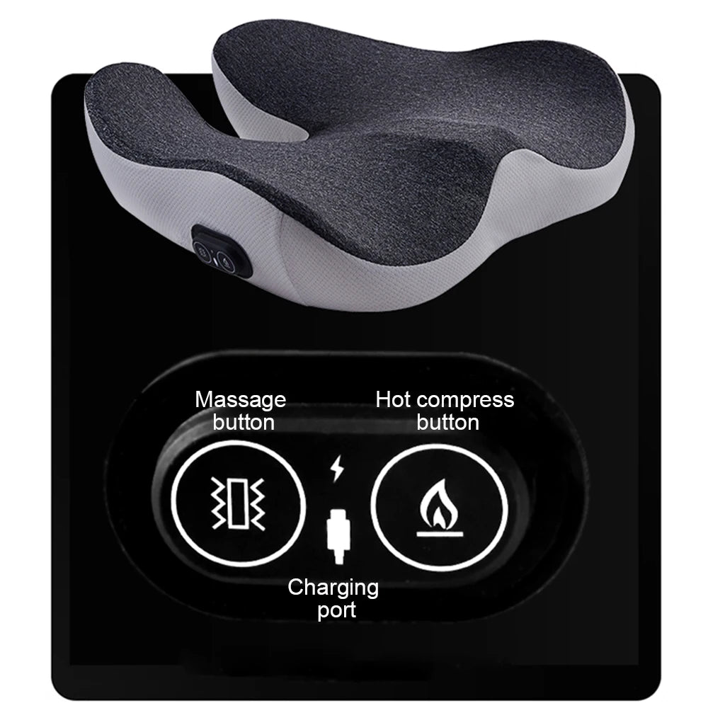Cojín Masajeador Eléctrico con Vibración | Almohadilla de Masaje para Cadera, Espalda y Lumbar con Soporte Ergonómico