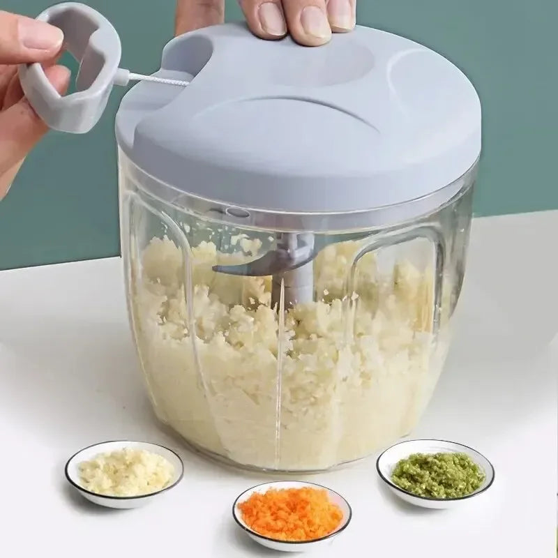Triturador Manual de Cocina 4 en 1 | Picadora de Jengibre, Ajo, Verduras y Carne | Diseño Moderno y Minimalista