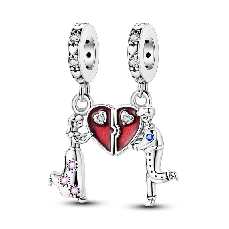 Charm hermana corazón en plata 925 – Compatible Pandora y pulseras 3mm, joyería DIY mujer