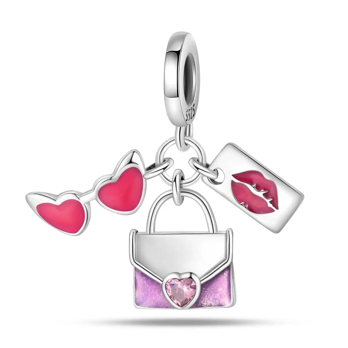 Charm Espejo Mágico Princesa Ángel Rosa en Plata 925 – Beads Compatibles Pandora Mujer Joyería DIY