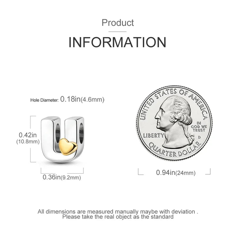 Charm Letras A-Z Plata 925 | Abecedario Completo para Pulseras Compatibles Pandora