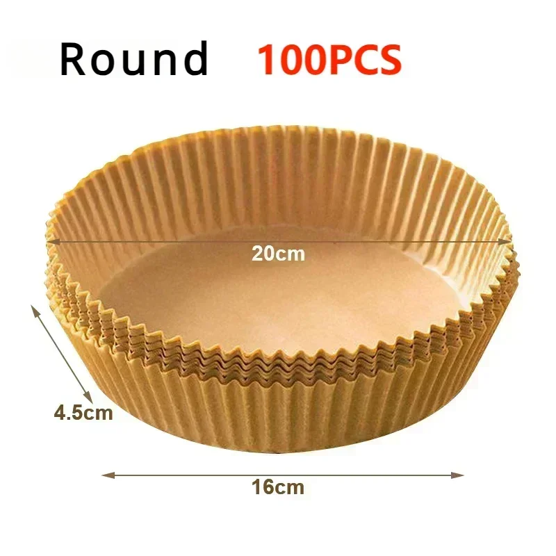 50/100 Pcs Papel para Freidora de Aire 🍴 Desechable Antiadherente con Revestimiento de Silicona | Papel Absorbente de Aceite para Hornear y Cocinar