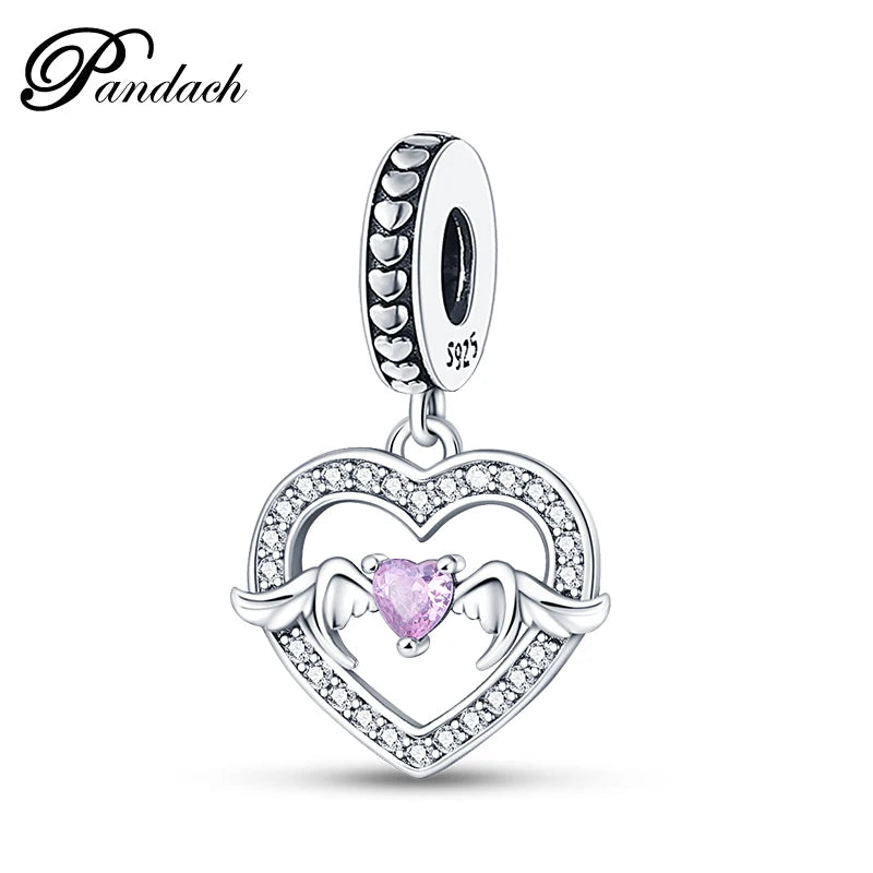 Charm Corazón Mamá e Hija en Plata 925 – Colgante Clásico para Pulseras Tipo Pandora, Regalo Día de la Madre