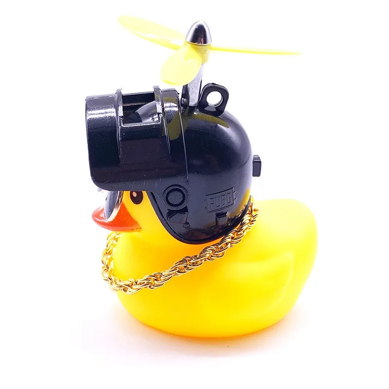 Pato Amarillo Decorativo con Casco, Gafas y Hélice | Adorno Divertido para Coche, Moto o Bicicleta