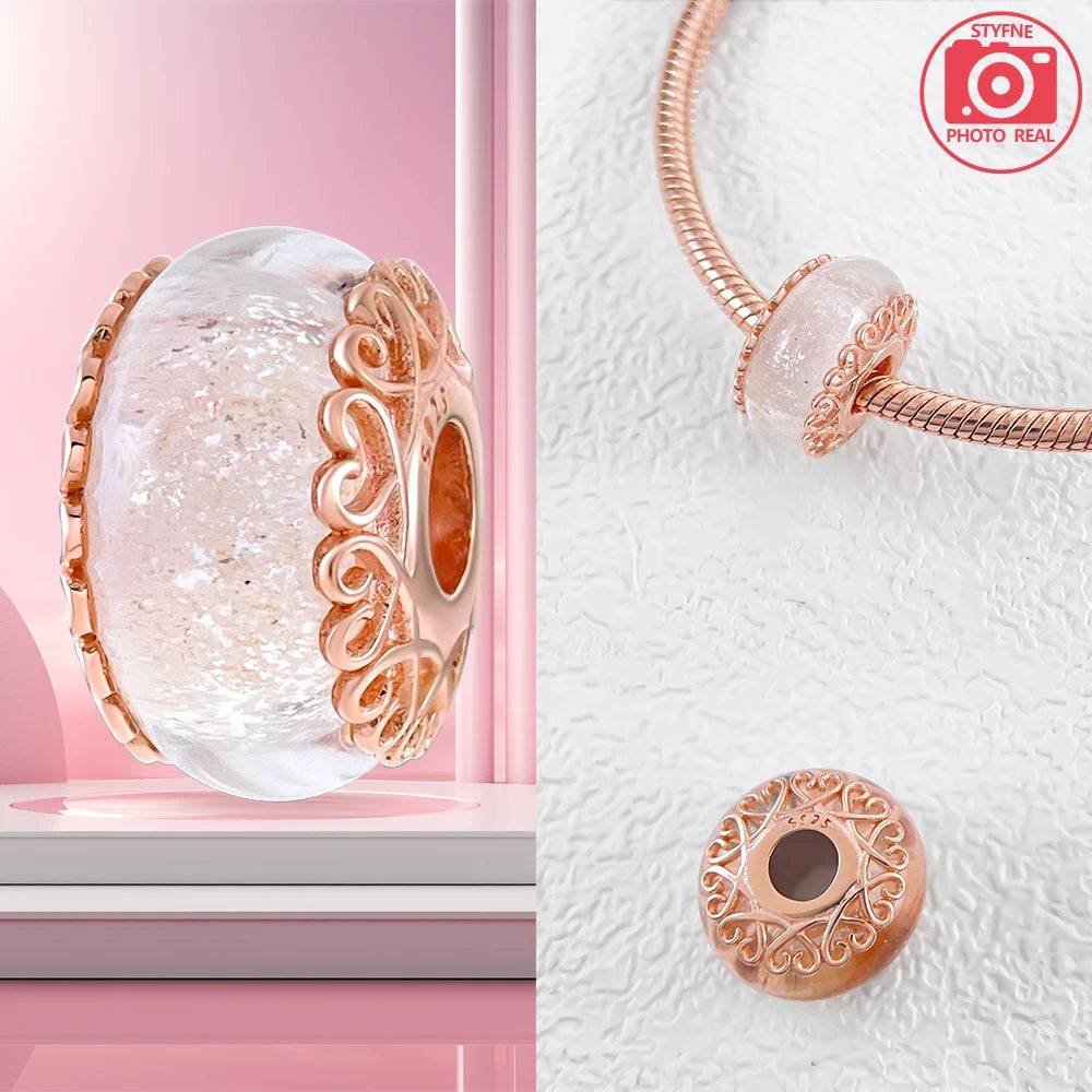 Charm Colgante Pareja Plata 925 y Oro Rosa | Compatible Pandora Original | Pulsera o Collar Mujer