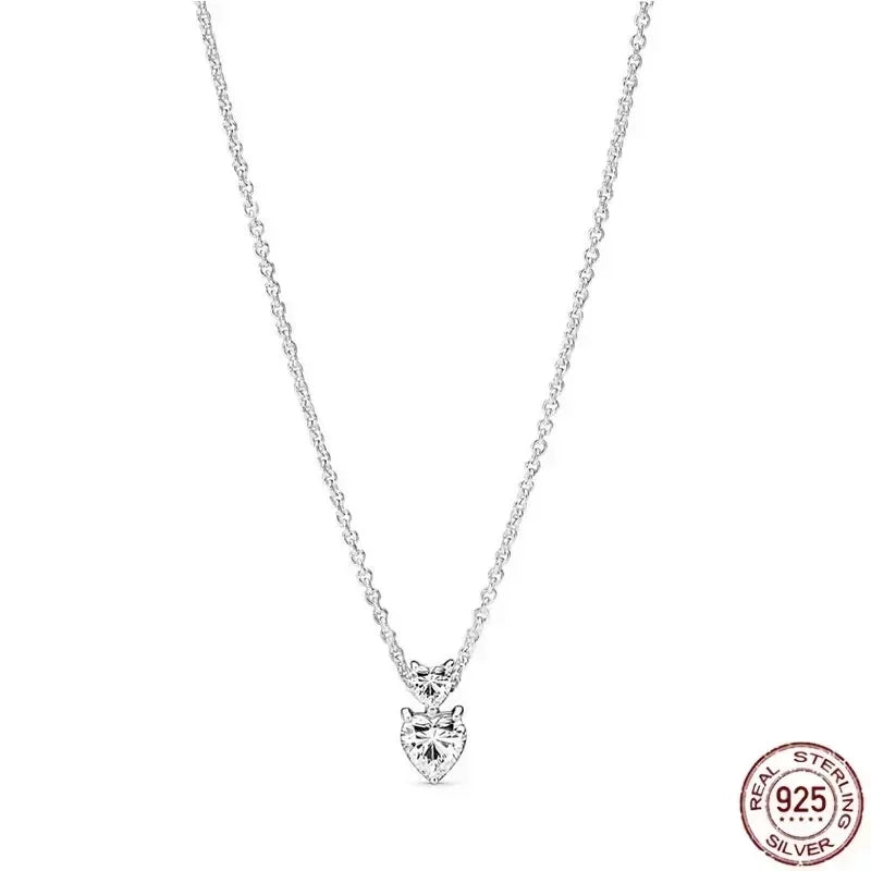 Collar colgante corazón redondo plata 925 – Dije clásico brillante compatible Pandora