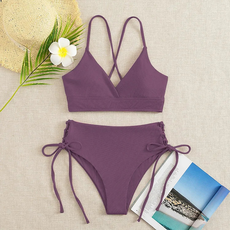 Bikini Sexy Mujer | V-Neck Split Triangular Playa y Piscina
