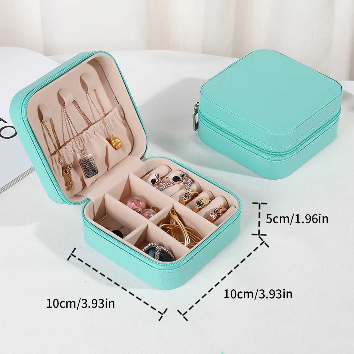 Estuche de Viaje para Joyería | Caja Organizadora de PU Leather | Mini Joyero Portátil para Anillos, Pendientes, Pulseras y Collares
