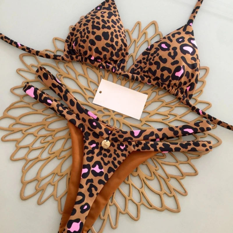 Bikini Mujer Leopardo Sexy | Traje de Baño Tanga Swimwear Playa Verano