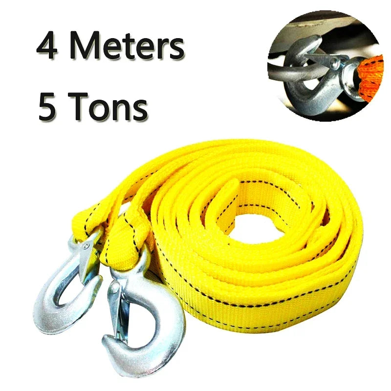 Cable de Remolque para Coche 3M/4M – Cuerda de Remolque Resistente 4/5 Toneladas con Ganchos de Acero, Accesorio de Emergencia y Recuperación en Carretera