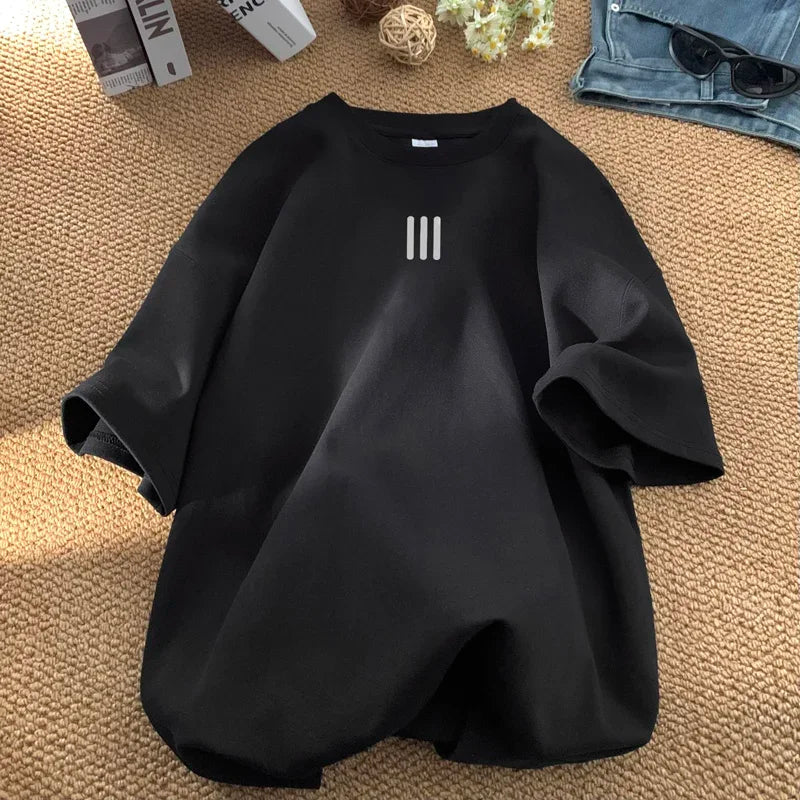 Camiseta Oversize Blanca para Hombre – T-shirt 5XL de Algodón, Casual, Verano, Estampada, Moda Unisex