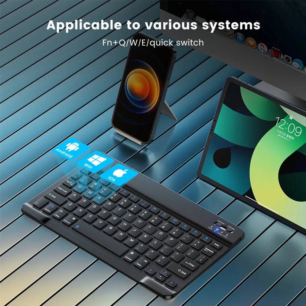 Teclado y Ratón Inalámbrico Bluetooth Universal – Compatible con iOS, Android y Windows, para iPad, Tablet y Laptop (Español, Coreano, Portugués, Ruso)