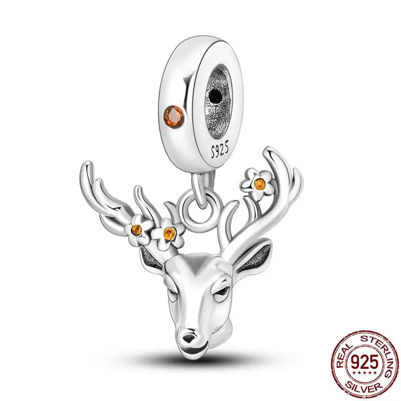Charm camaleón y luciérnaga en plata 925 – Dije animal brillante, compatible Pandora, pulsera y collar mujer