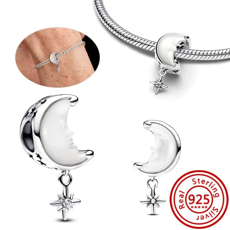 Charm Espacio y Galaxia en Plata 925 – Abalorios Astronauta, Planeta y Estrellas para Pulsera Original Mujer