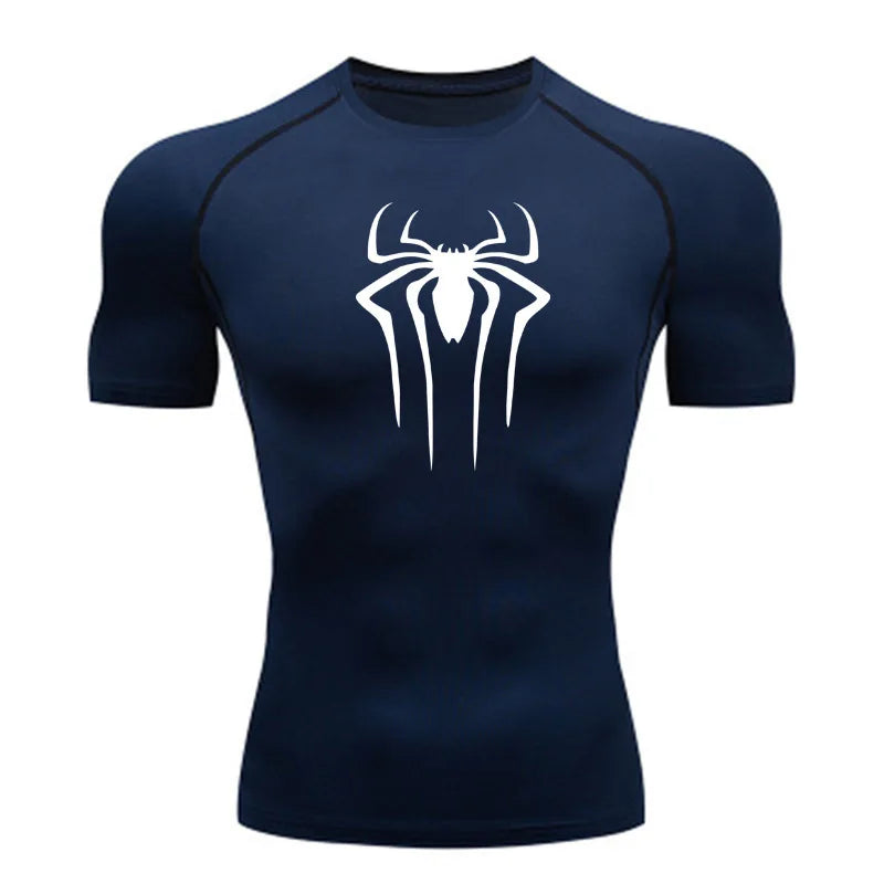 Camiseta Compresiva de Hombre – Gym, Fitness, Running y Superhéroe, Rashguard, Manga Corta, Secado Rápido, T-Shirt Deportivo