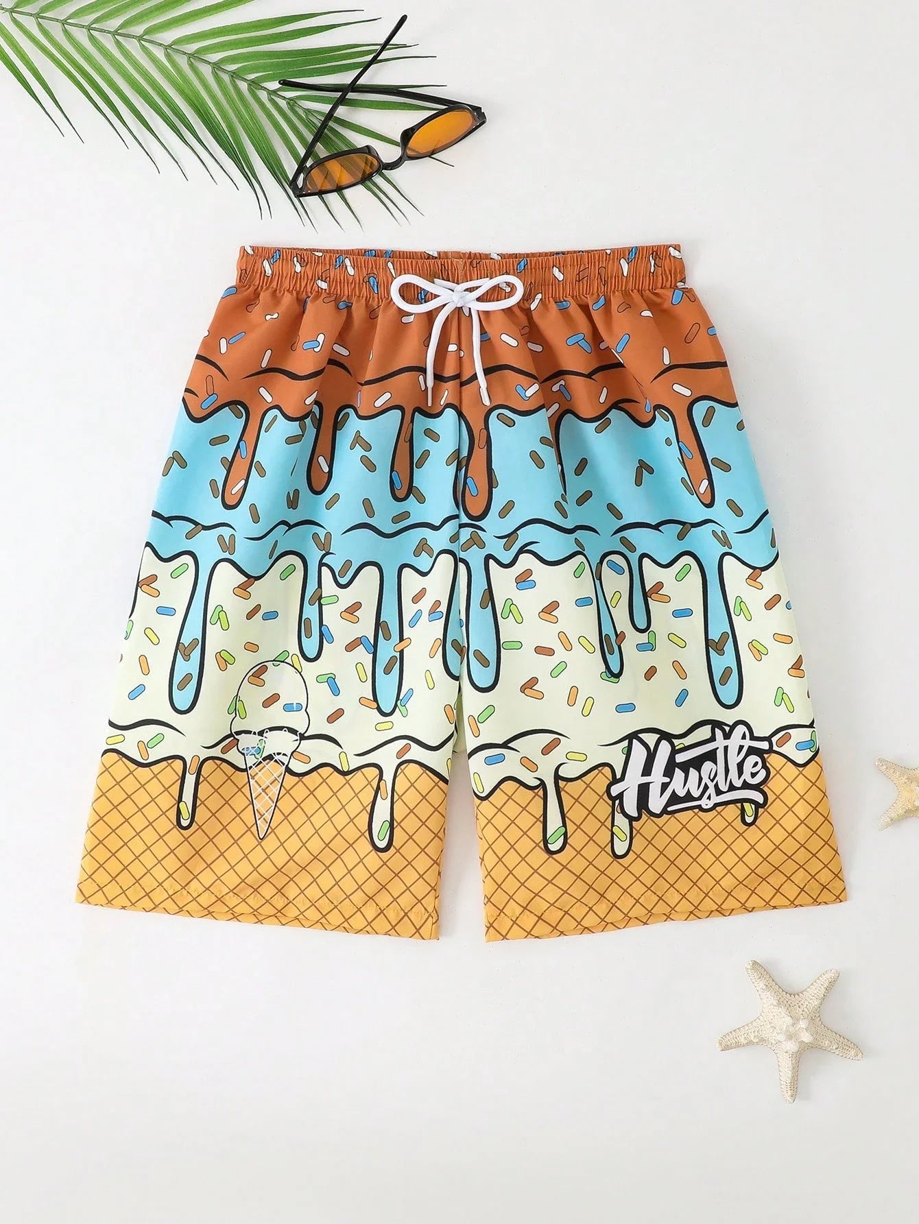 Bañador Hombre Helado 3D | Shorts Playa Y2K Secado Rápido Tallas Grandes – Bermuda Verano