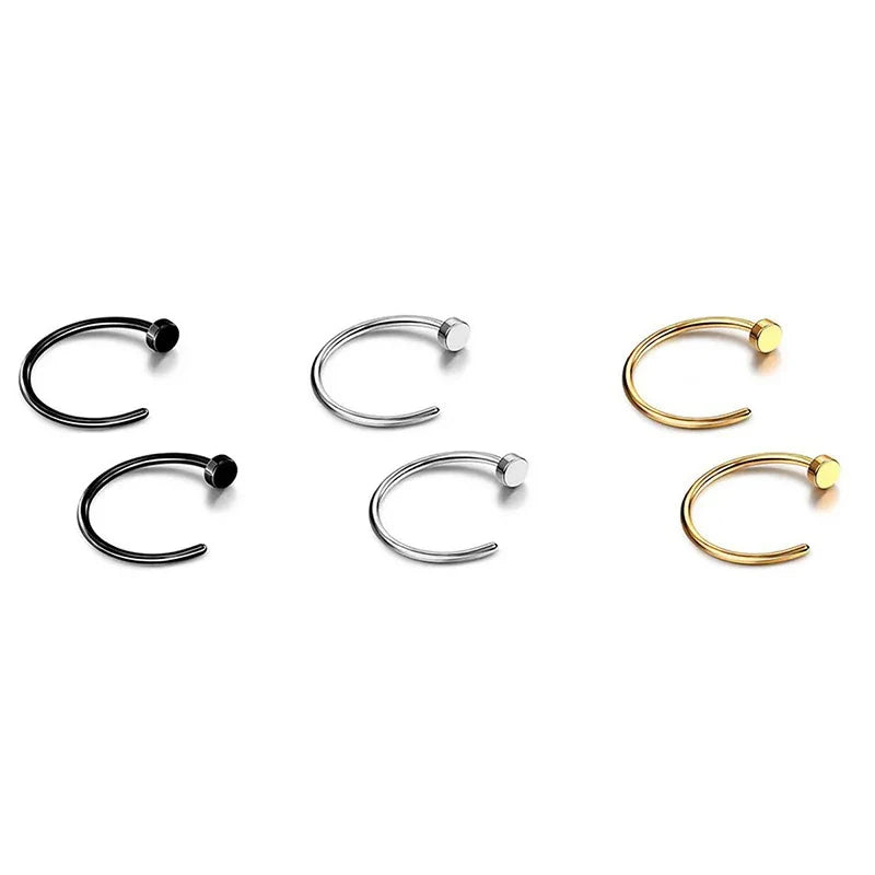 Set de 2/6 Piercings Falsos de Nariz y Labio – Aros de Acero Inoxidable 316L para Mujer