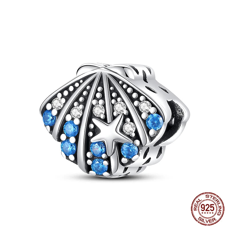 Charm Serie Océano en Plata 925 – Abalorios Tortuga, Cangrejo y Sirena para Pulsera Original Mujer