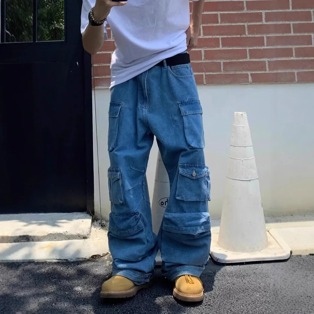 2025 Jeans Cargo Baggy Hombre Oversize | Pantalones Vaqueros Multi-bolsillos Estilo Y2K Streetwear Vintage Denim