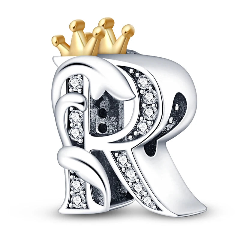 Charm letras alfabeto inglés de plata 925 – Colgante inicial A-Z para pulsera tipo Pandora, joyería DIY personalizada