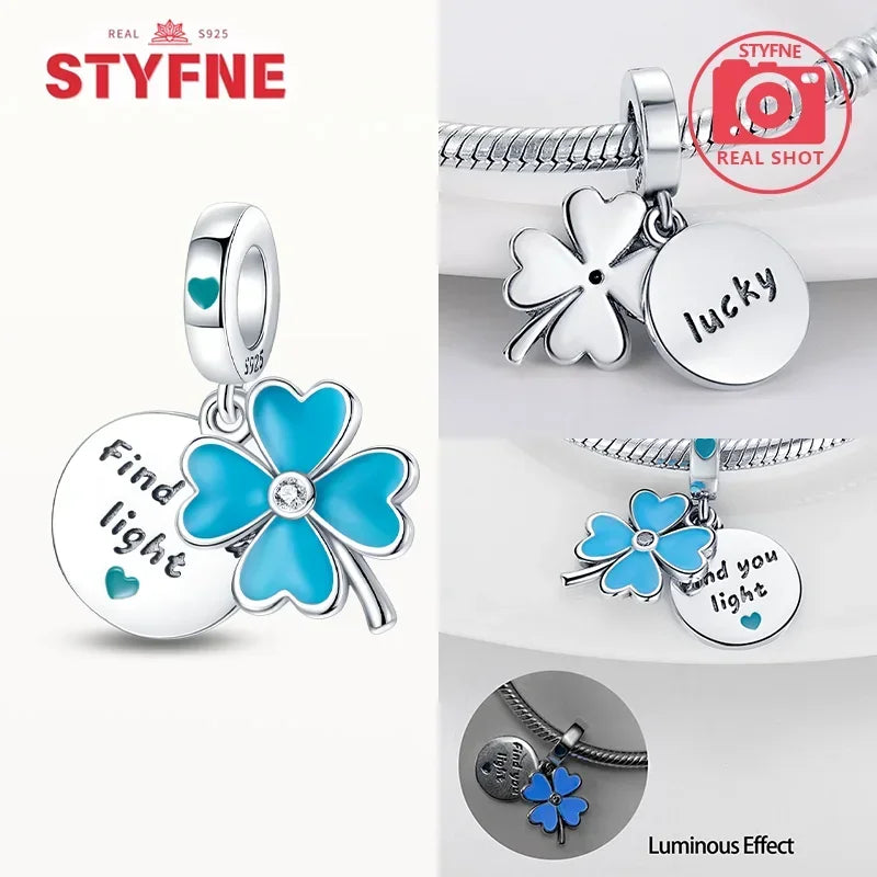 Charm Trébol de Cuatro Hojas en Plata 925 – Abalorios Suerte para Pulseras Originales Mujer