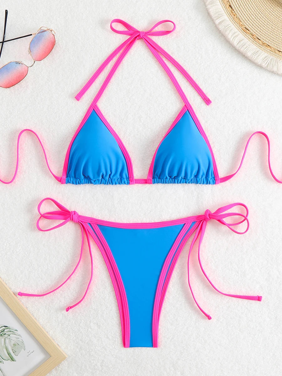 Bikini Triángulo Halter Mujer 2025 | Brasileño Sexy Playa y Piscina