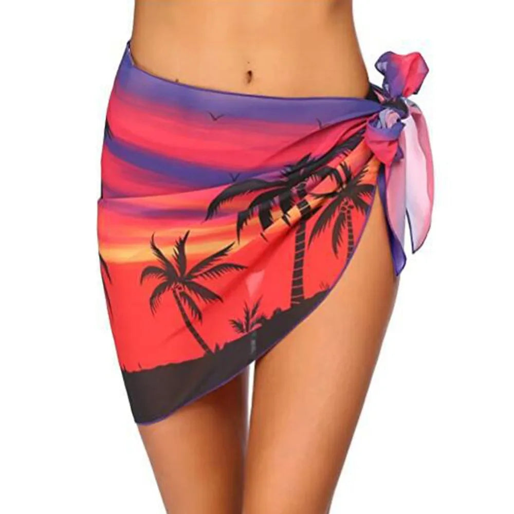 Falda Playera Mujer 2025 | Sarong Corto Chiffon Cubrebikini Verano