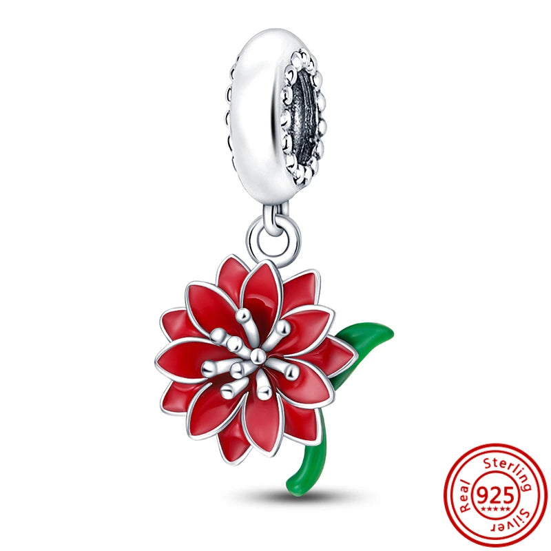 Charm trébol verde dopamina en plata 925 – Flor del bosque para pulsera DIY compatible Pandora mujer
