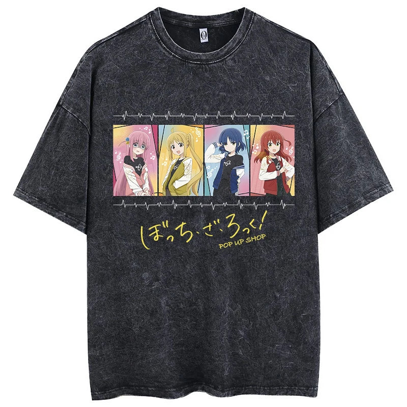 Camiseta Oversized Bocchi Club | Anime Bocchi The Rock Hombre | Algodón Estampada Creativa