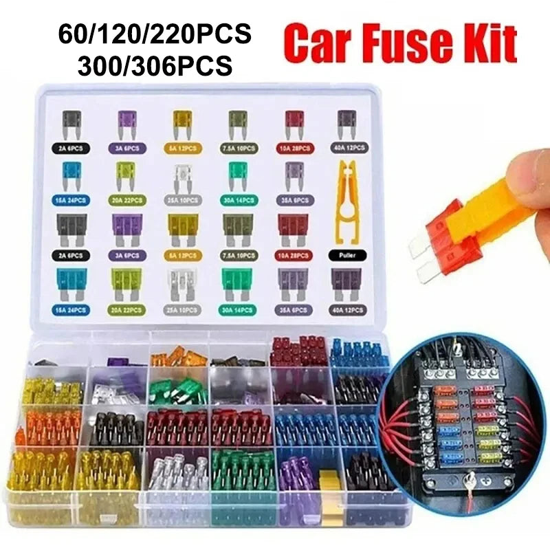 Caja de Fusibles para Auto | Kits de 60, 120 o 300PCS Fusibles Variados de Bajo Voltaje