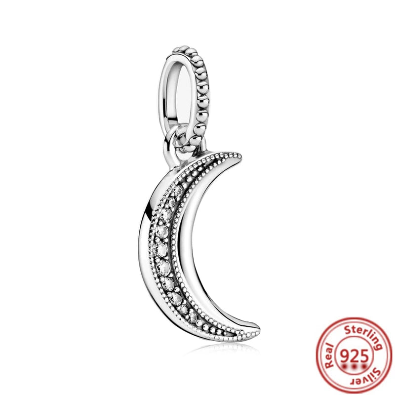 Charm universo plata 925 – Luna, sol, planeta, cohete y pluma de ángel para pulseras tipo Pandora, joyería DIY celestial