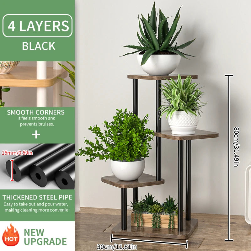 Soporte de Plantas de Madera – Estantería 4/5/6 Niveles para Macetas y Flores