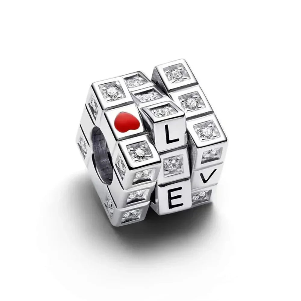 Charm Plata 925 Colgante Rosa Mariposa Corazón Flor Pájaro | Dije Para Pulsera Pandora Compatible