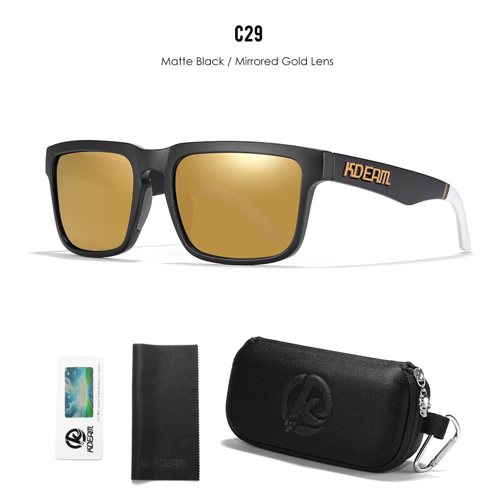 Gafas de Sol Polarizadas KDEAM Unisex | Diseño Cuadrado Casual con Estuche Rígido