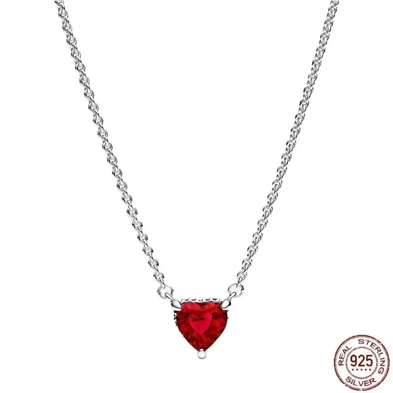 Collar colgante corazón redondo plata 925 – Dije clásico brillante compatible Pandora