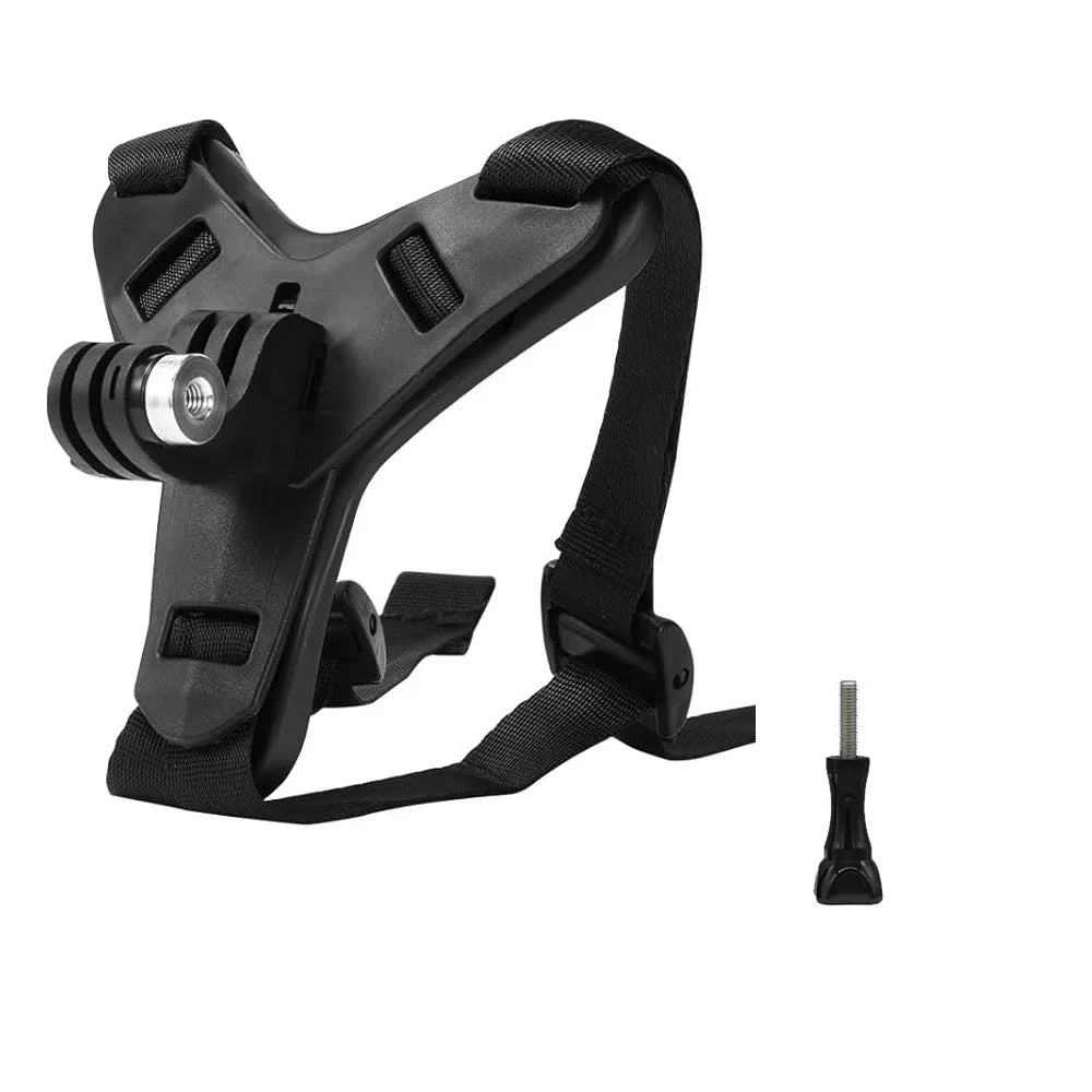 Soporte de correa para casco con montura de barbilla – Compatible con GoPro Hero 12/11/10/9/8/7/6/5/4 y cámaras de acción deportivas